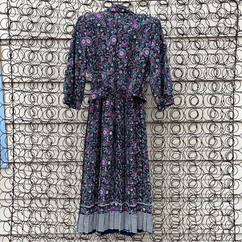 Vintage 80s Breli Floral Paisley Accordion Pleat Dress with Matching Belt - Picture 10 of 10